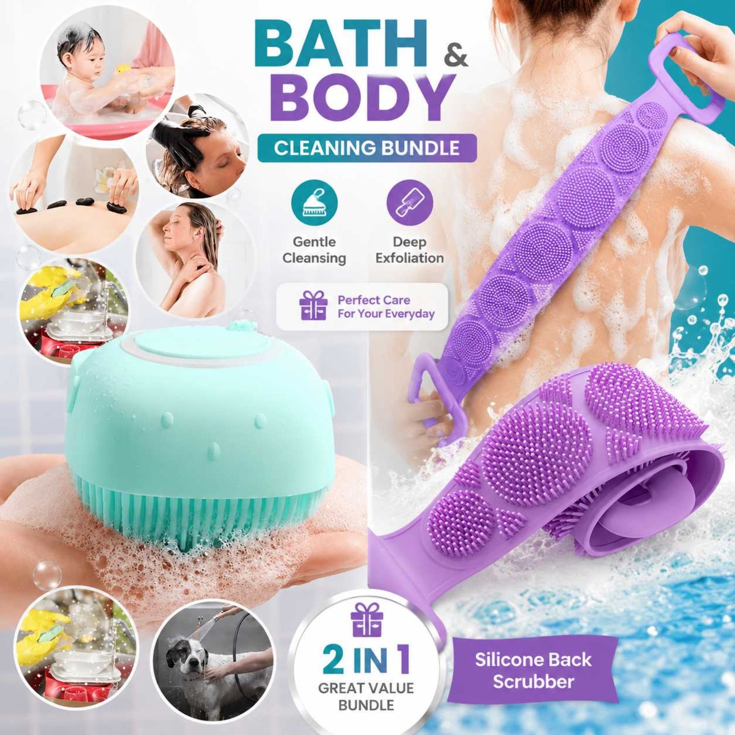 Silicone Bath Brush & Back Scrubber