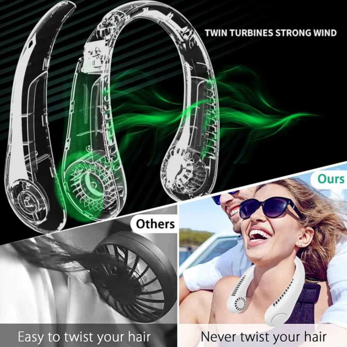 Rechargeable Neck Fan Hands free Cooling