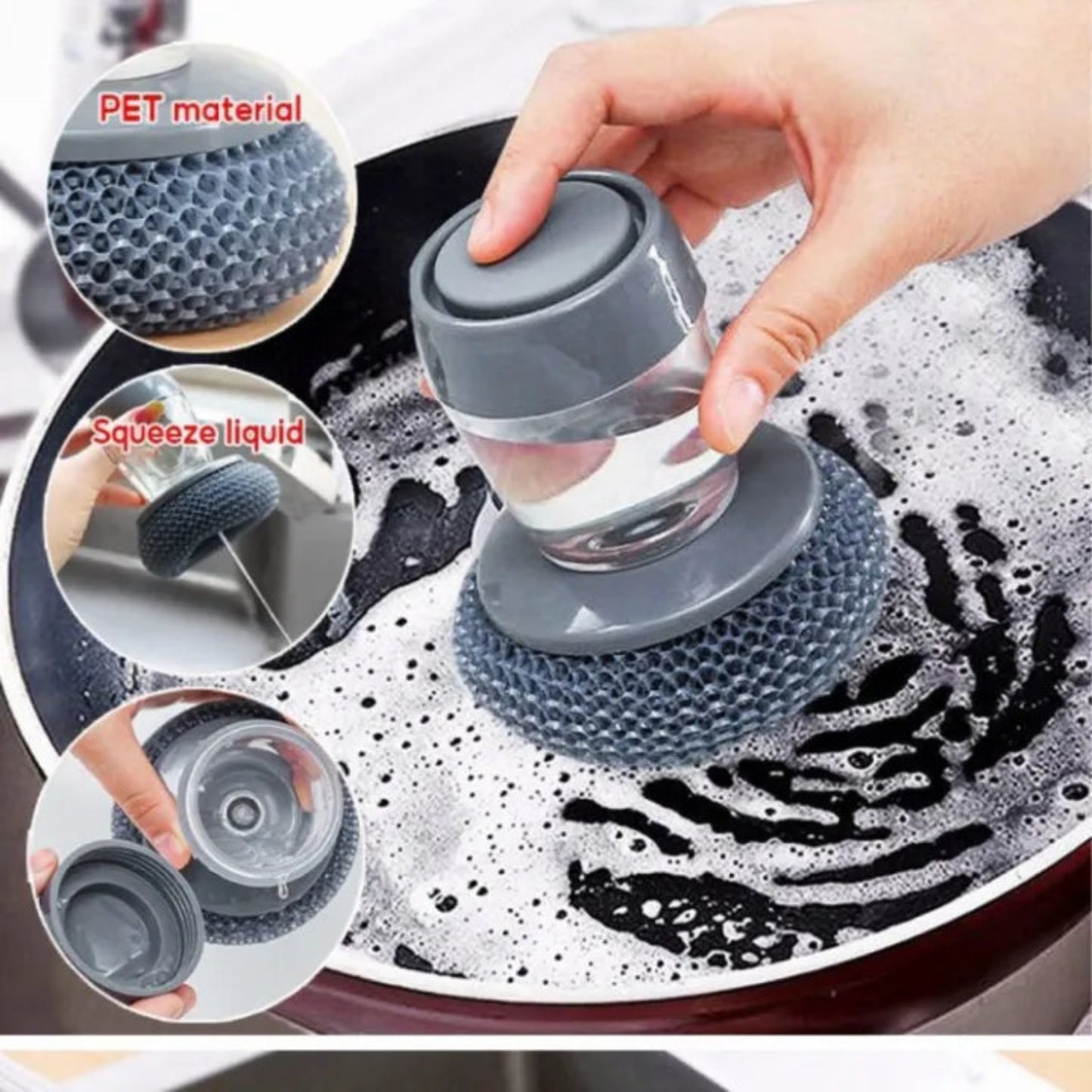 Dispensing Palm Brush Cleaning Scrubber