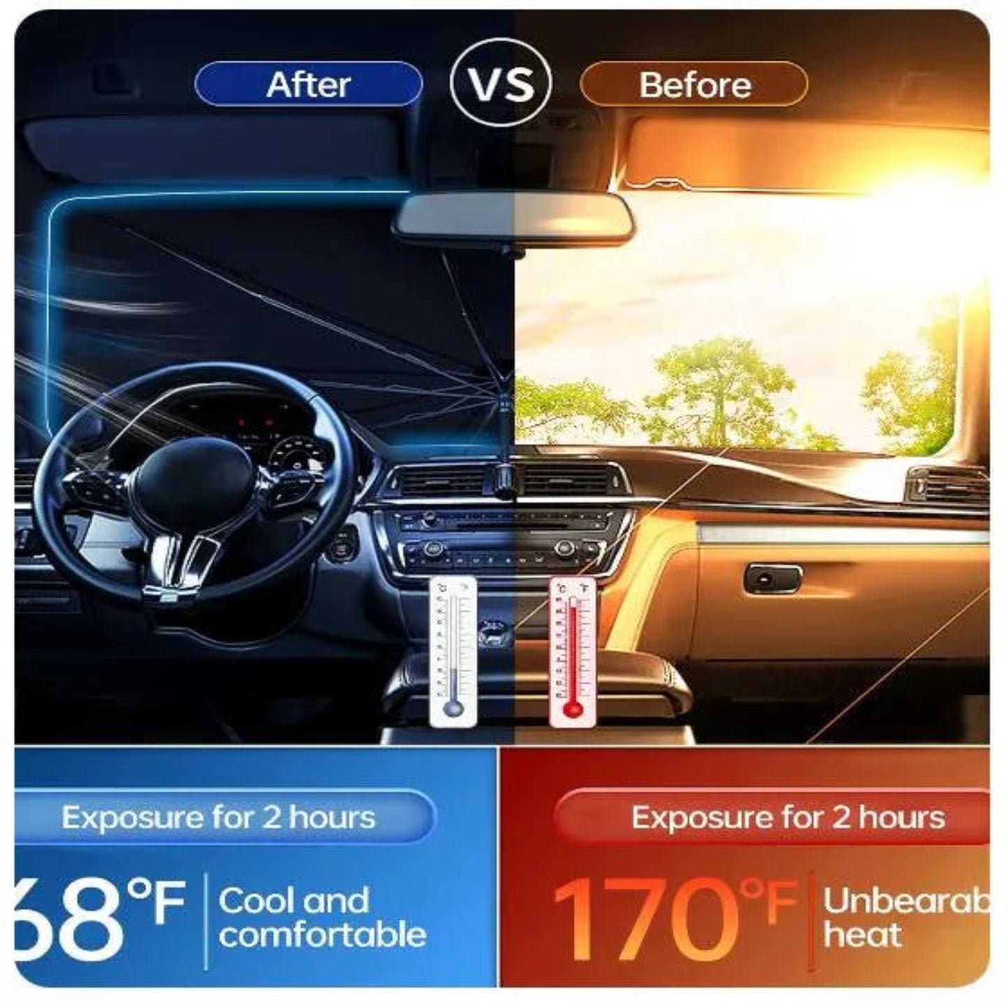 Foldable Car Windshield Sun Shade Umbrella
